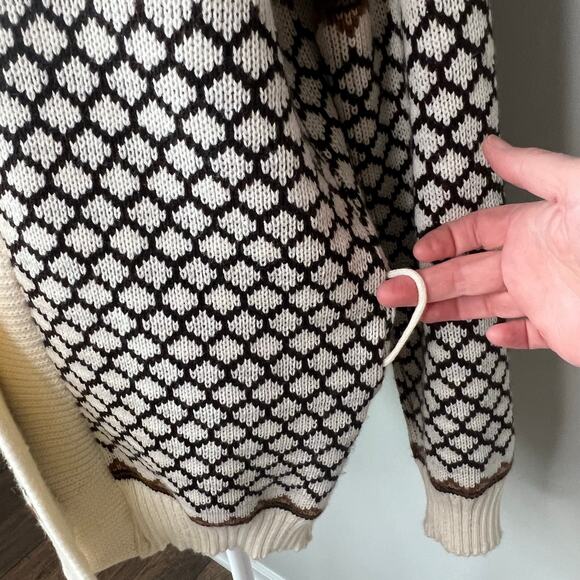 Vintage KMart Women's Fair Isle Print Cardigan Sweater *no belt* Sz L Fisherman - Picture 5 of 10